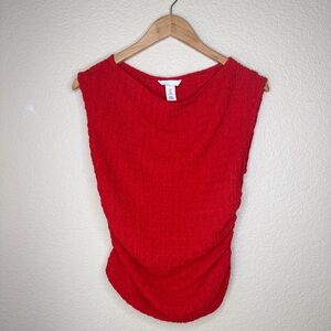 H&M Red Textured Ruched Sleeveless Tank size M